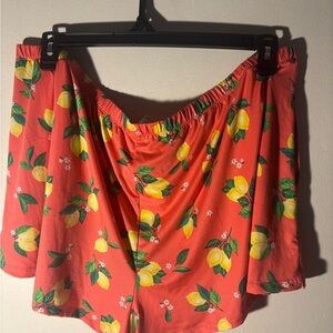 Coral Lemon Print sleep shorts